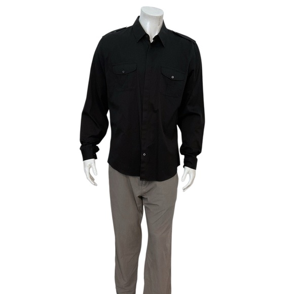 Gucci Other - Gucci Men’s Black Skinny Fit Military Style Button Shirt
